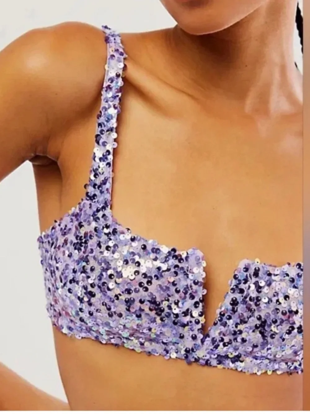 Free People Lavender Sequin Bralette